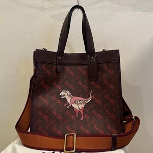 Coach Field Tote Horse & Carriage with Rexy Oxblood Pink Crossbody Shoulder Bag